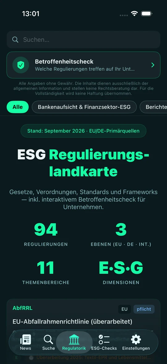 ESGvibe: ESG regulation map with 94 regulations